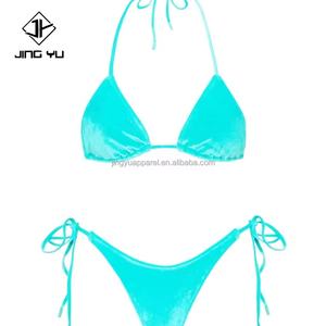 Custom <b>Bikini</b> With Metal Logo Label High Waist Customized <b>Bikini</b> Swimwear Beachwear <b>Sexy</b> Two-piece String <b>Bikini</b> Set 2024 - Product Image 2