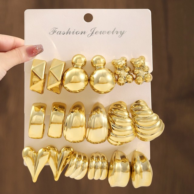 Earring Set Gold Style Fashionable 3 Pair Per Set Earring Accessories for Africa Market Shop Wholesale N230921