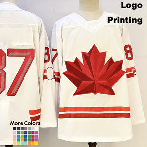 Op maat gemaakte hoogwaardige 2026 heren Canada Nationaal Team stijl ijshockeytrui volledig geborduurd vocht afvoerend polyester uniform - Product Image 1