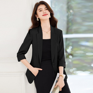 Women's Summer Thin Blazer Three Quarter Sleeve Solid Color Breathable Lightweight Jacket For Casual Wear - Product Image 3