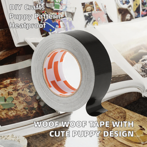 1 rollo de cinta de goma activada por agua, resistente al calor, de doble cara, adhesiva de una sola cara, para uso industrial, serie Woof Woof Squad, linda - Product Image 2
