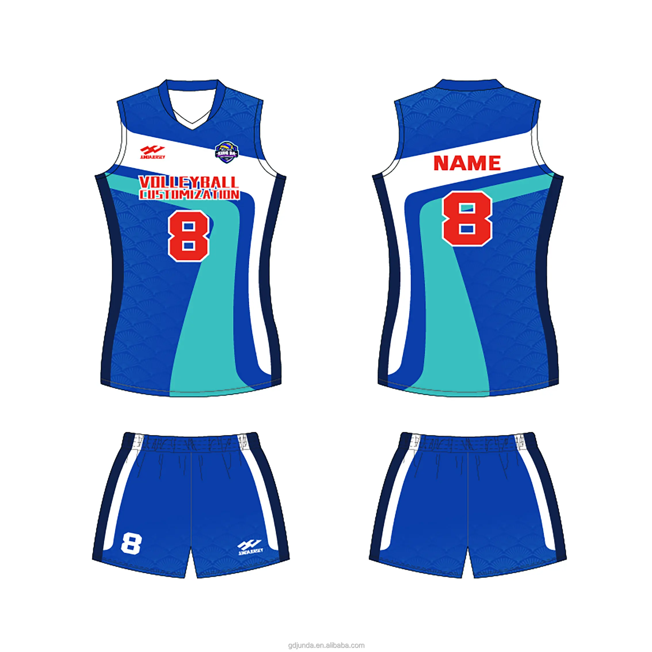Full Sublimation Voleibol Camisas E Shorts 100% poliéster Impresso voleibol uniforme mulheres voleibol jersey sem mangas