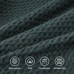 100% Cotton <strong>Waffle</strong> Weave Green <strong>Duvet</strong> <strong>Cover</strong> Set King Size Soft and Breathable <strong>Duvet</strong> <strong>Cover</strong> for All Season - Product Image 5