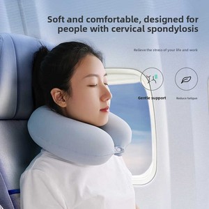 Almohada <span class=keywords><strong>de</strong></span> Viaje en Forma <span class=keywords><strong>de</strong></span> U <span class=keywords><strong>de</strong></span> Espuma Viscoelástica <span class=keywords><strong>de</strong></span> Seda Helada - Soporte Ligero y Compacto para el Cuello en Vuelos <span class=keywords><strong>de</strong></span> Larga Distancia, Trenes y Coches - Product Image 4