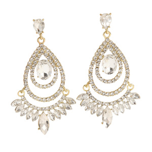 Vintage Palace Style Crystal Full Diamond <b>Earrings</b> Elegant Water Drop Shape Alloy <b>Earrings</b> Women's Fashion Accessories Jewelry - Product Image 5