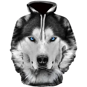 Fitspi Frühling Herbst Herren Junior Wolf Hoodie Mode 3d Wolf Druck Loose Streetwear Lustige Animal Street Hip Hop Sweatshirt