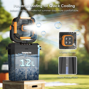 Ventilador de Piso Portátil con Rociador de Agua, Luz, Tanque de 12L, Batería Recargable de 20000mAh, Enfriador de Agua para Camping - Product Image 3