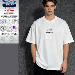Camiseta Blanca Extra Grande para Hombre, 100% Algodón Tejido, Estampado Gráfico con Personaje <span class=keywords><strong>DURACELL</strong></span>, Cuello Redondo, Manga Corta, Estilo Chino - Product Image 1