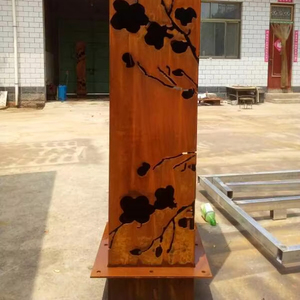 Lampadaire LED autoportant en acier Corten, style Art déco, étanche, avec finition rouille, pour usage intérieur/extérieur - Product Image 2