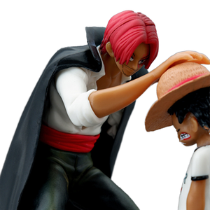 Figurines PVC Luffy et <span class=keywords><strong>Shanks</strong></span> aux cheveux roux en chapeau de paille, fabriquées en Chine, à partir de 14 ans, emballage en sac en filet, modèle de voiture à manipuler, scène de collection - Product Image 1