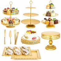 Élégants présentoirs à cupcakes détachables, plateaux de service, ensemble de présentation de desserts de mariage, sculptés ajourés, marque JD, pour fêtes, baby showers et événements