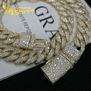 Mosaico con passaggio di diamanti Tester gioielli Hip Hop 12mm 925 in argento Sterling collana da uomo ghiacciata con catena a maglie cubane Moissanite - Product Image 3