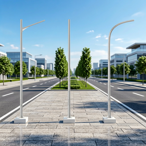 LECUSO 5M-8M Height Double Arm Modern Public Street Lighting <b>Pole</b> Hot Dip Galvanized+powder Coating 10-Year Warranty <b>for</b> Urban H - Product Image 1