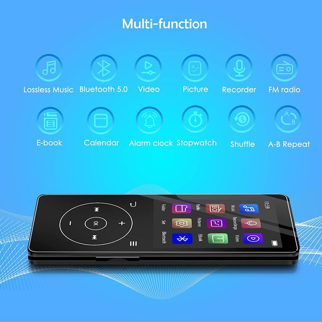 Aomago 64GB Wireless Mini Digital HiFi Lossless Sound Music Player Portable Mp3 Player for Sports Running Walkman