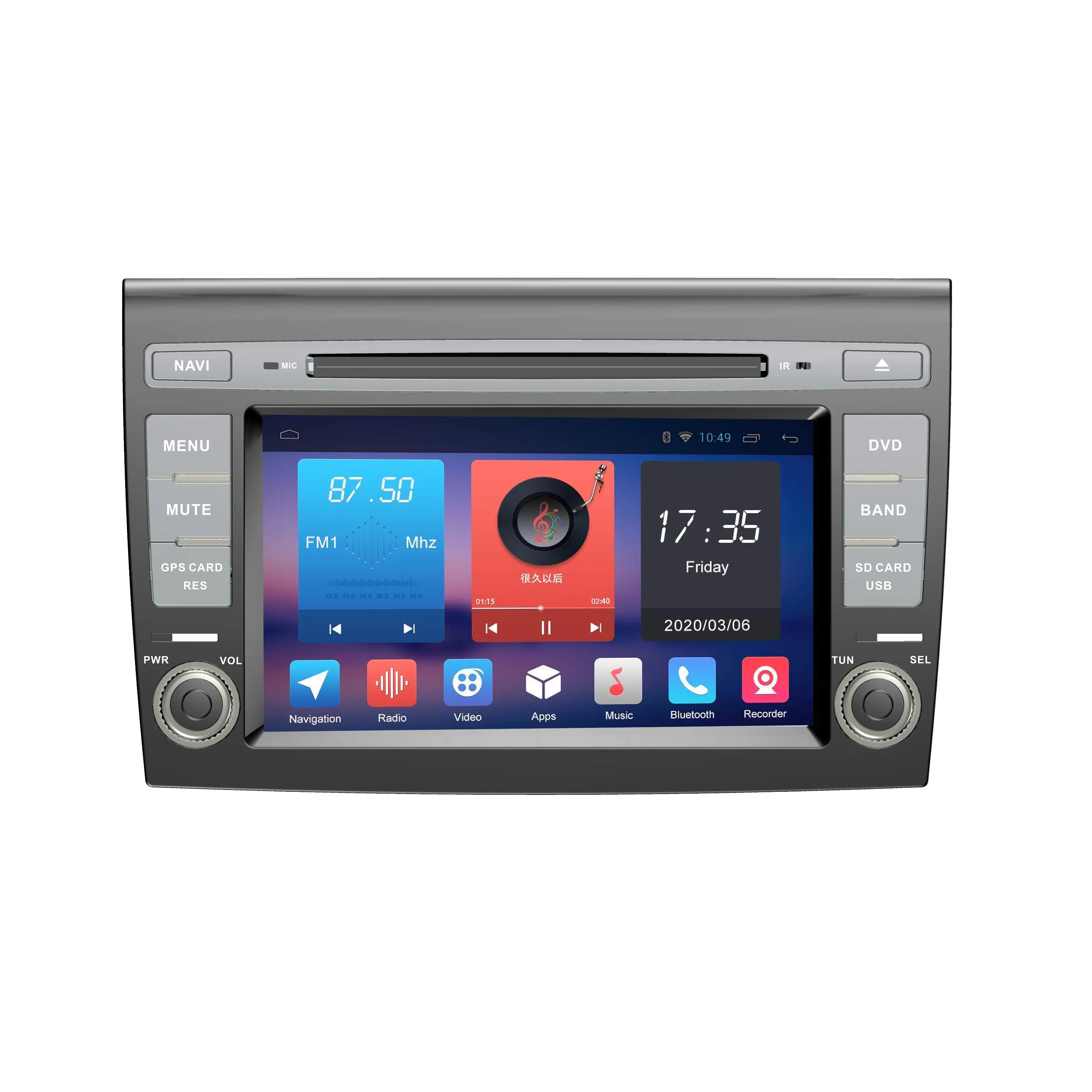 Rockchip PX6 Android 10.0 Systeem 7 Inch Auto Dvd-speler Voor Fiat Bravo 2012 Met Gps Tv Rds Tmc Canbus subwoofers