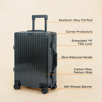 Valise de luxe pour ordinateur portable, à roulettes, texture carbone, coque rigide, antivol, étanche, diverses fonctionnalités disponibles