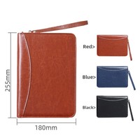 Carpeta de Oficina Multifuncional para Gerentes, con Clip, Logotipo Personalizable, A5, con Cierre, de Cuero, para Documentos, Regalo