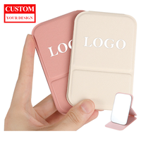 Cadeau idéal, miroir cosmétique LED de poche en cuir PU de haute qualité, logo personnalisé, voyage, portable, mini, grossissant, pliable, personnalisé