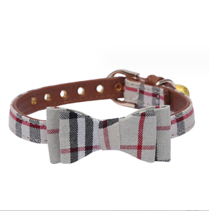 Ajustable pequeño cachorro hebilla de Metal algodón cuerda de tracción gato pajarita Inglaterra <span class=keywords><strong>Plaid</strong></span> Reino Unido cuero perro Bandana <span class=keywords><strong>Collar</strong></span> y correa conjunto - Product Image 5
