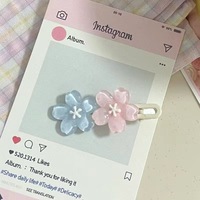 2 pinces à cheveux fantaisie en forme de fleurs de cerisier Sakura, roses, ondulées, pour enfants et filles