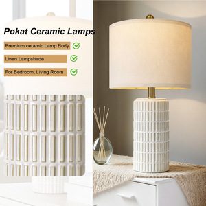 Ceramic Table Lamp Beige Shade E27 LED Asian Style Bedroom Desk Lamp <b>Decorative</b> <b>Lighting</b> - Product Image 4