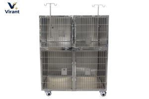 Jaula <span class=keywords><strong>Veterinaria</strong></span> para Perros y Gatos de Acero Inoxidable 304 con Soporte para Vía Intravenosa para Clínica <span class=keywords><strong>Veterinaria</strong></span> - Product Image 4