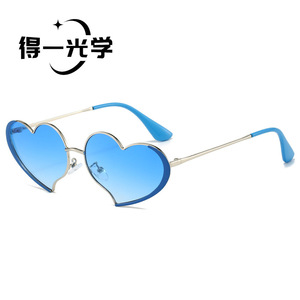 <b>Heart</b> Shape <b>Sunglasses</b> Metal Frame <b>Black</b> UV400 Women Fashion Outdoors - Product Image 3