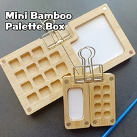Mini palette de peinture portable en bois pour aquarelle, huile et acrylique, 15 compartiments, pliable, boîte de peinture de voyage, kit de mélange de couleurs, art
