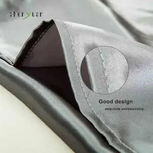 工場無料サンプル高級シルクサテン枕カバーカスタムサテンポリエステル高級枕ケースカバー刺繍ロゴ付き - Product Image 5