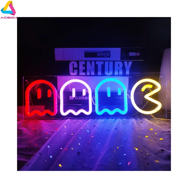 Gioco insegne al Neon Ghost Retro Decor Arcade per la decorazione della sala giochi con USB/Switch Led Wall Sign Neon Sign