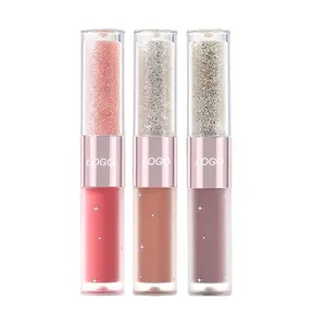 2in1 Liquid Glitterอายแชโดว์เคลือบชิมเมอร์เมทัลลิคส่องสว่างประกายเครื่องสําอางdelineador de ojosต้าน el aguaอายแชโดว์