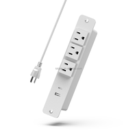 Eingebaute Desktop-Steckdosenleiste mit 3 AC-Steckdosen USB-A USB-C Anschlüsse Flächenbündige Schreibtisch-Steckdose für Büromöbel