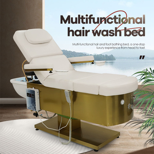 Multifunctional Hair Wash <b>Bed</b> With Adjustable Footrest PU Leather Salon Furniture Stainless Steel Basin Modern Design - Product Image 4