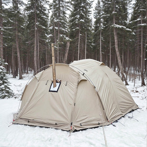 Winter Vier-seizoenen Camouflage Kampeertent Dubbellaags Eén Slaapkamer Twee Woonkamers Koudebestendig Buiten Opvouwbare Draagbare <span class=keywords><strong>Tunnel</strong></span> - Product Image 5