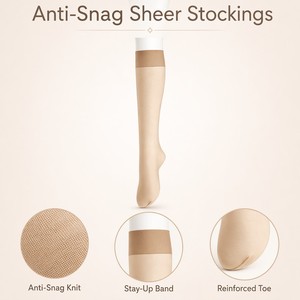 <span class=keywords><strong>Calze</strong></span> da donna anti-attorcigliamento, trasparenti, sopra il ginocchio, con fascia elastica anti-sfilamento, punta rinforzata, in nylon color carne, OEM - Product Image 4