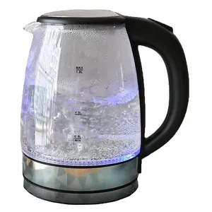 2021 Blue Led Light Transparent Glass Electric Kettle