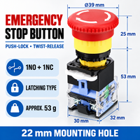 Boîtier de commande étanche IP67 22 mm avec bouton-poussoir, 1 trou, interrupteur de démarrage/arrêt et d'arrêt d'urgence, avec presse-étoupe