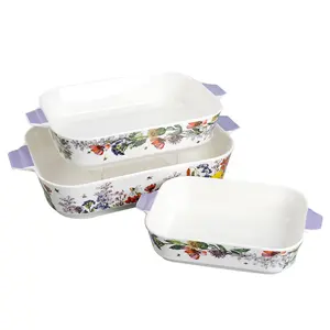 Biểu Tượng Tùy Chỉnh Gốm Baking Món Ăn 3 Kích Thước Khác Nhau Không Dính Bakeware Set