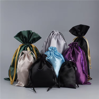 Sacs cadeaux en Satin de soie avec Logo personnalisé, bijoux de cheveux, maquillage, pochette d'emballage à cordon de serrage, sac en Satin pour vêtements