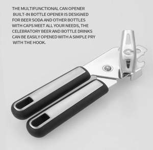 Abrelatas Multifuncional con Mango Antideslizante, Cuchilla Afilada Manual, Abrelatas con Borde Liso, Abrebotellas - Product Image 4
