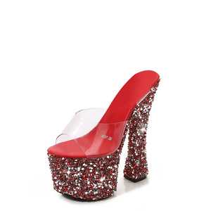 Sandales sexy pour femmes à bout ouvert, respirantes, à plateforme et talon épais, avec semelle intérieure en PU et semelle extérieure en ABS, idéales pour la pole dance - Product Image 4