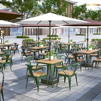 Meubles commerciaux imperméables au soleil meubles de salle à manger chaises de café en métal en bois durables Tables d'extérieur ensembles de jardin de patio