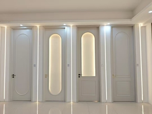 French Design Double <strong>Round</strong> <strong>Top</strong> Interior Glass <strong>Doors</strong> Modern Walnut Material Arched Opening for Apartment Bedroom Hotel Villa Use - Product Image 5