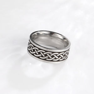 विंटेज सेल्टिक नॉट रिंग नॉर्डिक वाइकिंग क्रॉस लाइन नॉट फिंगर रिंग स्टेनलेस स्टील सामग्री आभूषण उत्तम युगल उपहार - Product Image 2