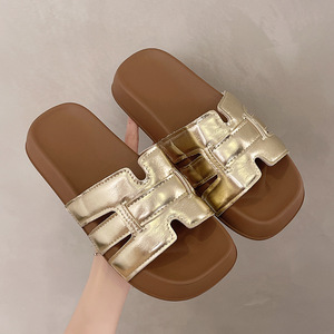 2026 New French Elegant Square Toe Woven Slide Sandals for Women Flat Fairy Outdoor Summer <b>Slippers</b> for Dresses - Product Image 2
