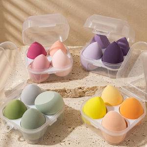 Lot de 4 éponges de <span class=keywords><strong>maquillage</strong></span> minimalistes en forme de goutte, biseautées, pour usage humide et sec, sans latex, en boîte, pour la vente en gros - Product Image 1