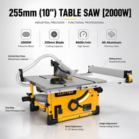Scie à table pour le travail du bois de 255 mm (10 pouces) 2000 W, avec guide coulissant amélioré, routeur convertible, scie à bois portable
