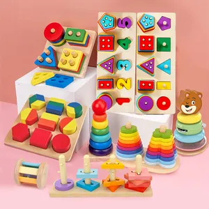 Juego de matemáticas para niños, aprendizaje educativo de madera para niños pequeños, juguetes Montessori para regalo preescolar, tipo apilamiento, montissori de 0 a 12 meses