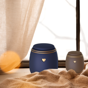 เหยือกเซรามิกเคลือบด้านลายหัวใจสำหรับใส่เถ้ากระดูกมนุษย์ทำด้วยมือ - Product Image 5