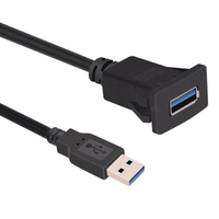 Kabel Ekstensi USB 2.0 3.0 Hitam Grosir untuk Panel Flush Mount di Mobil, Truk, Kapal, Motor, Dashboard 0.3M 1M 2M